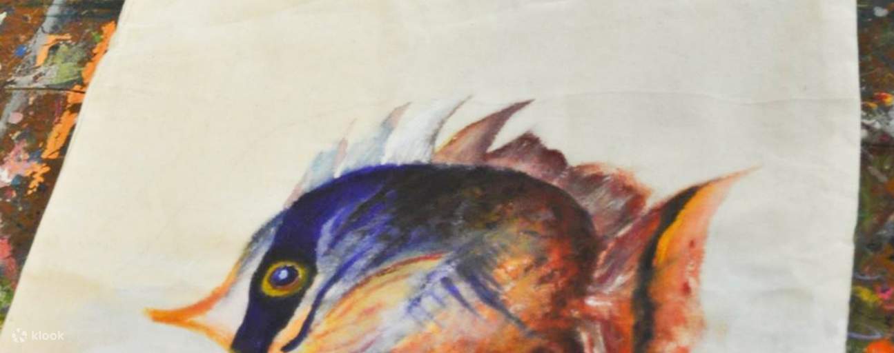 Рисование рыбы на сумке-шоппере в Aura Art 